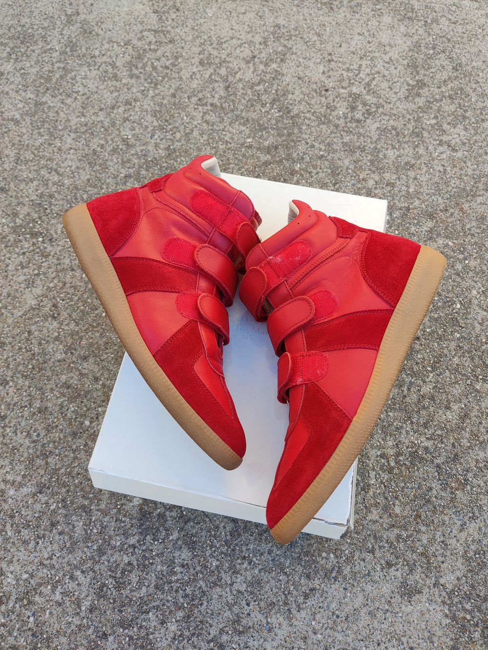 Maison Martin Margiela Red High-Top Velcro Sneakers MESSAGE MY NUMBER 5107534561
